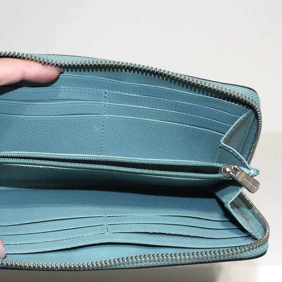 Coach Accordion Zip Wallet Aquamarine Green Blue - Picture 7 of 10